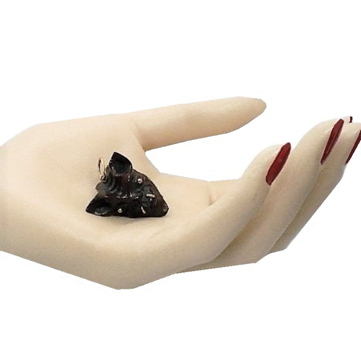 1960 Vintage Samurai Oni Hannya Mask Warthog Pendant 24k Gold.