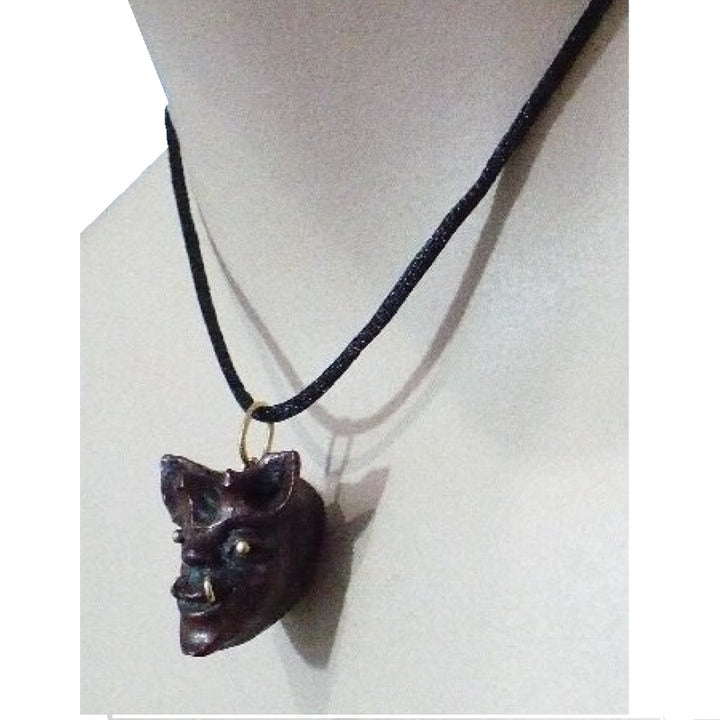 1960 Vintage Samurai Oni Hannya Mask Warthog Pendant 24k Gold.