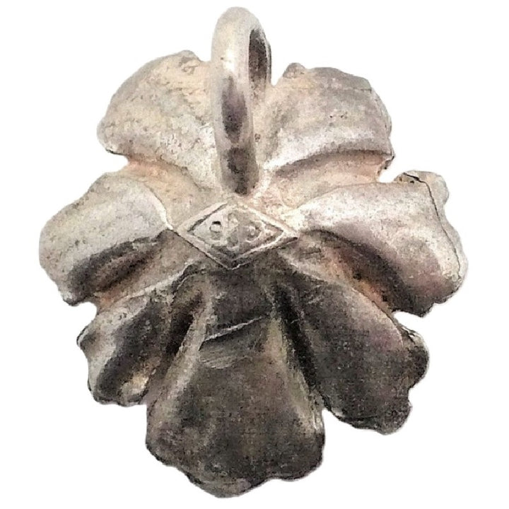 Silver Flower and Pearl Pendant.