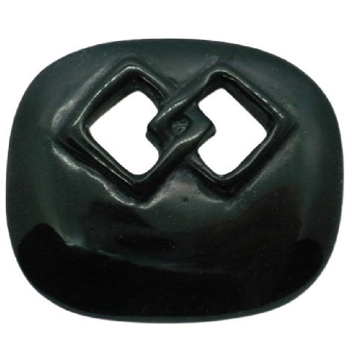 Black Ceramic Endless Knot Pendant, Handmade Amulet, Vintage Chinese New Year Jewelry.