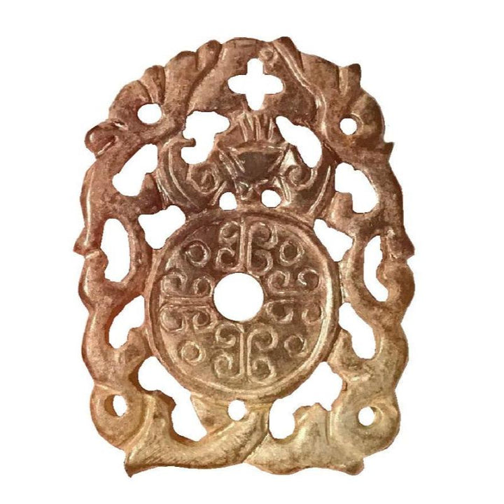 1980 Vintage Chinese Auspicious Bat Serpentine Amulet Plaque Pendant.