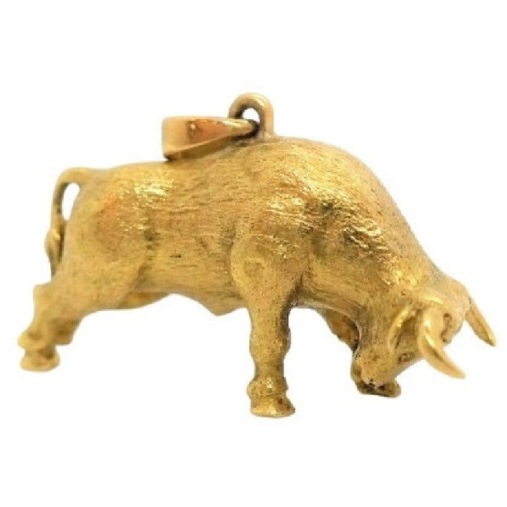 18k Gold Bull Pendant, Gift For Taurus, Solid Gold Jewelry.