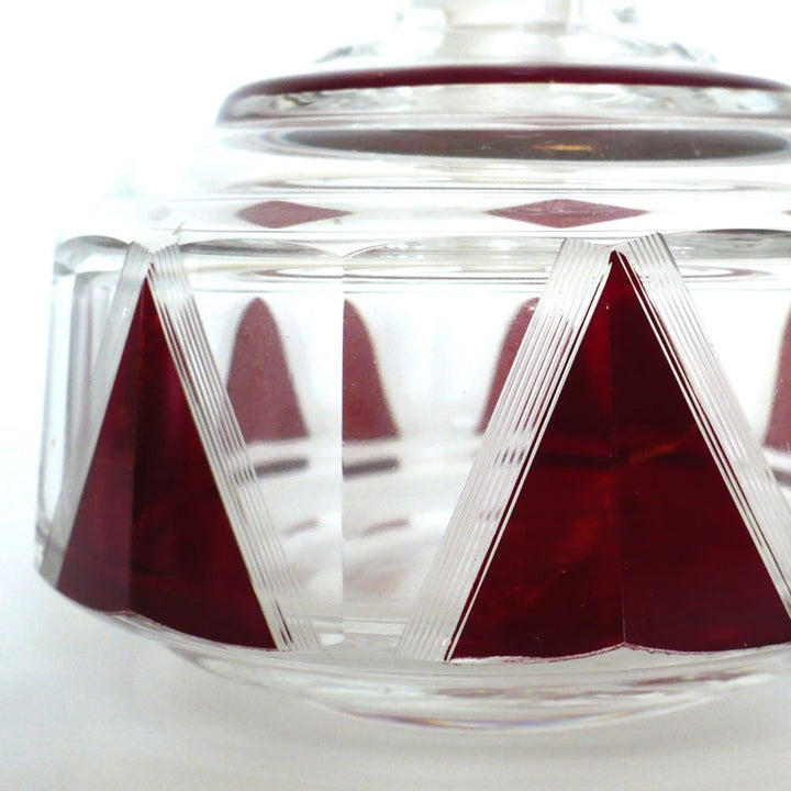 1930s Vintage Red Palda Crystal Cologne Perfume Vanity Bottle.
