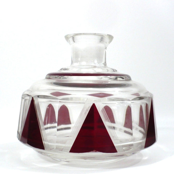 1930s Vintage Red Palda Crystal Cologne Perfume Vanity Bottle.
