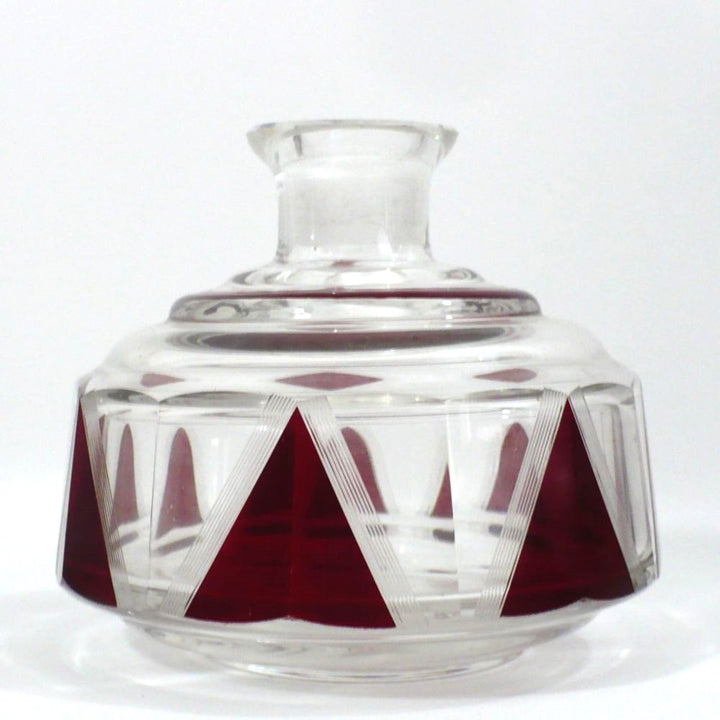 1930s Vintage Red Palda Crystal Cologne Perfume Vanity Bottle.