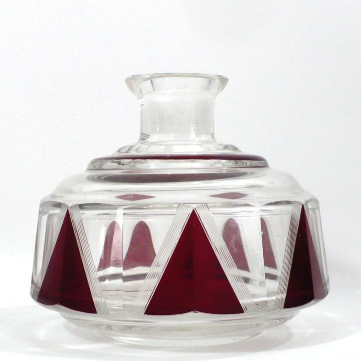 1930s Vintage Red Palda Crystal Cologne Perfume Vanity Bottle.