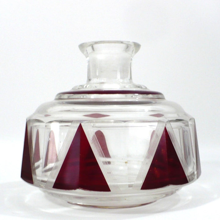 1930s Vintage Red Palda Crystal Cologne Perfume Vanity Bottle.