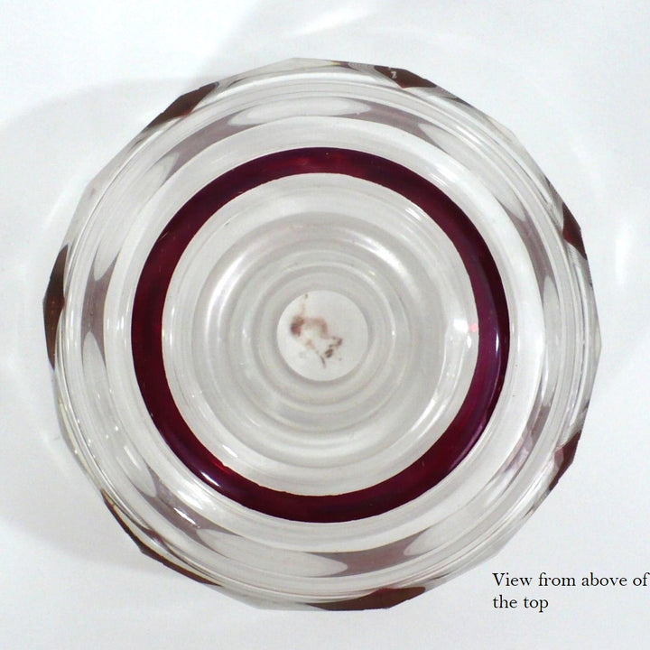 1930s Vintage Red Palda Crystal Cologne Perfume Vanity Bottle.