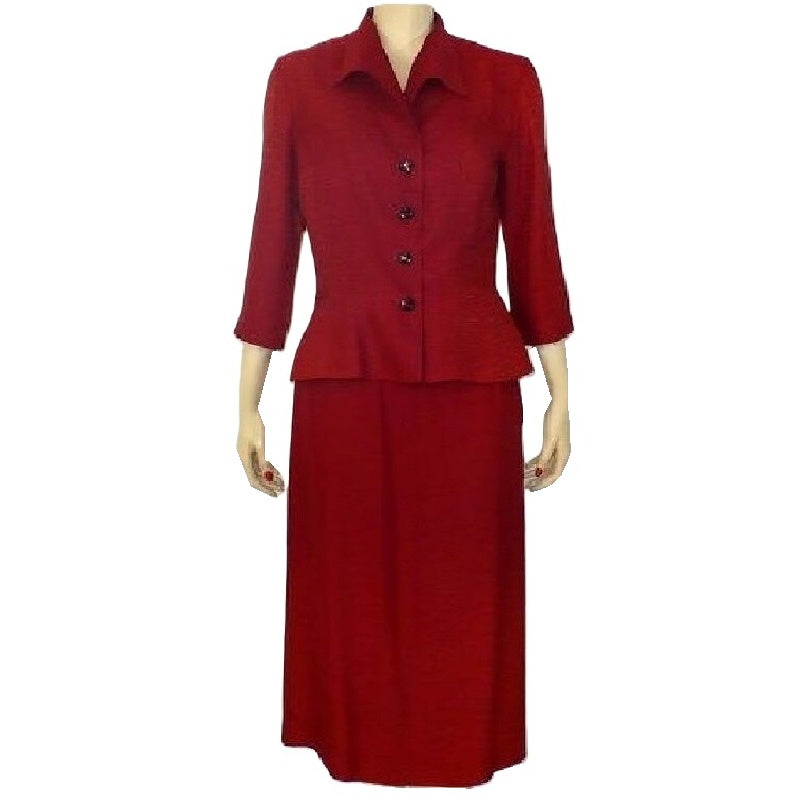 1930s vintage Currant Red Skirt Suit .