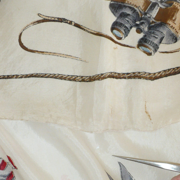 1950s Vintage Equestrian Polo Themed Silk Scarf .