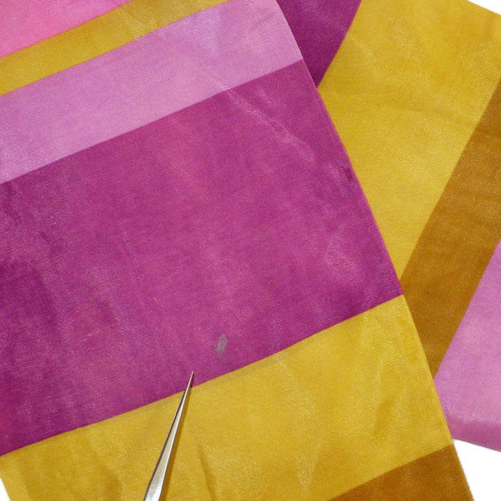 Versatile 1960s Vintage Striped Pinks Long Taffeta Scarf, Stole, Sash.