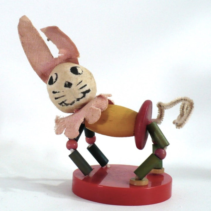 1960s Vintage Bunny Pipe Cleaner Bendy Doll – Collectible Easter Toy.