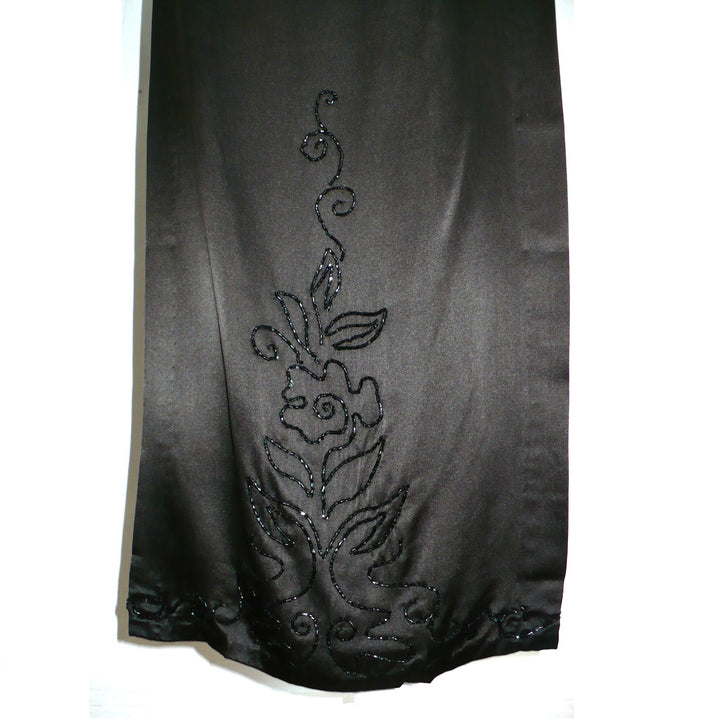 1920s Vintage Black Beaded Silk Dress Panel Sewing Textiles Cutter.