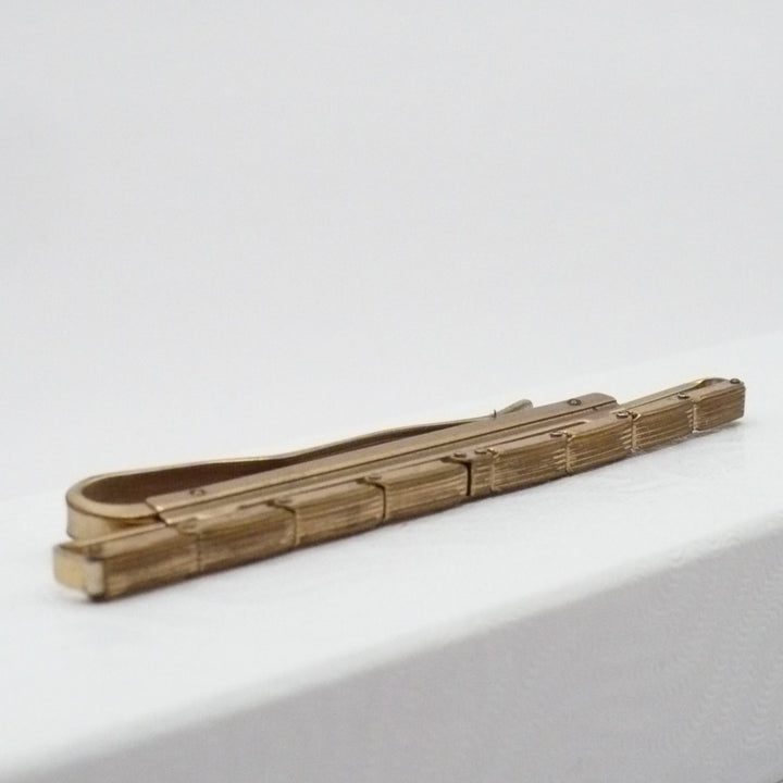 Mid-Century Bronze Mechanical Tie Clip Vintage Men's Jewelry.