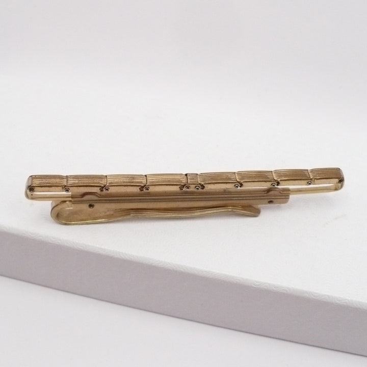 Mid-Century Bronze Mechanical Tie Clip Vintage Men's Jewelry.