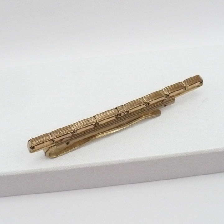 Mid-Century Bronze Mechanical Tie Clip Vintage Men's Jewelry.