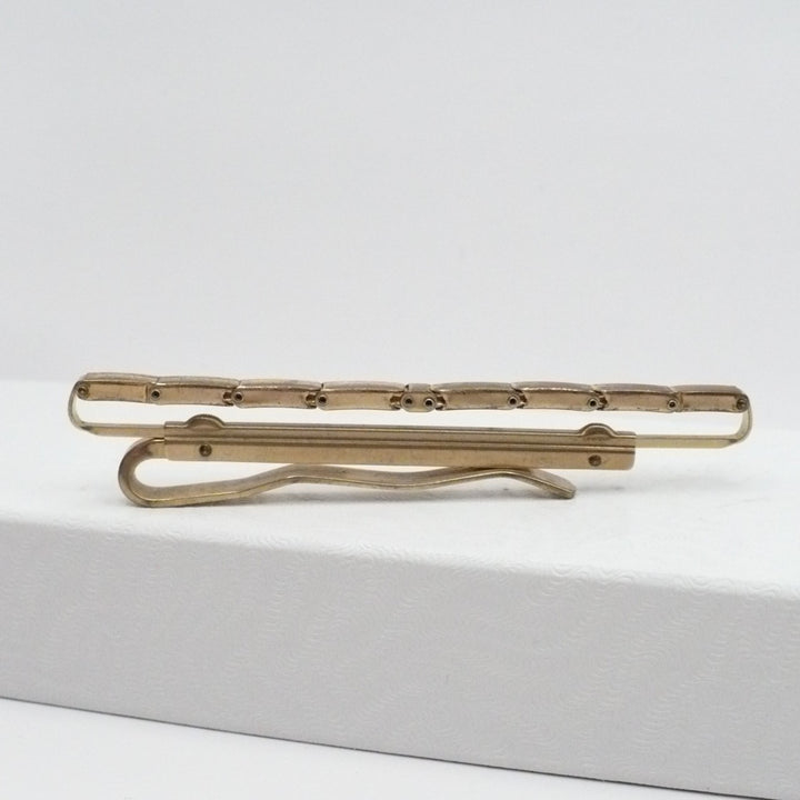 Mid-Century Bronze Mechanical Tie Clip Vintage Men's Jewelry.