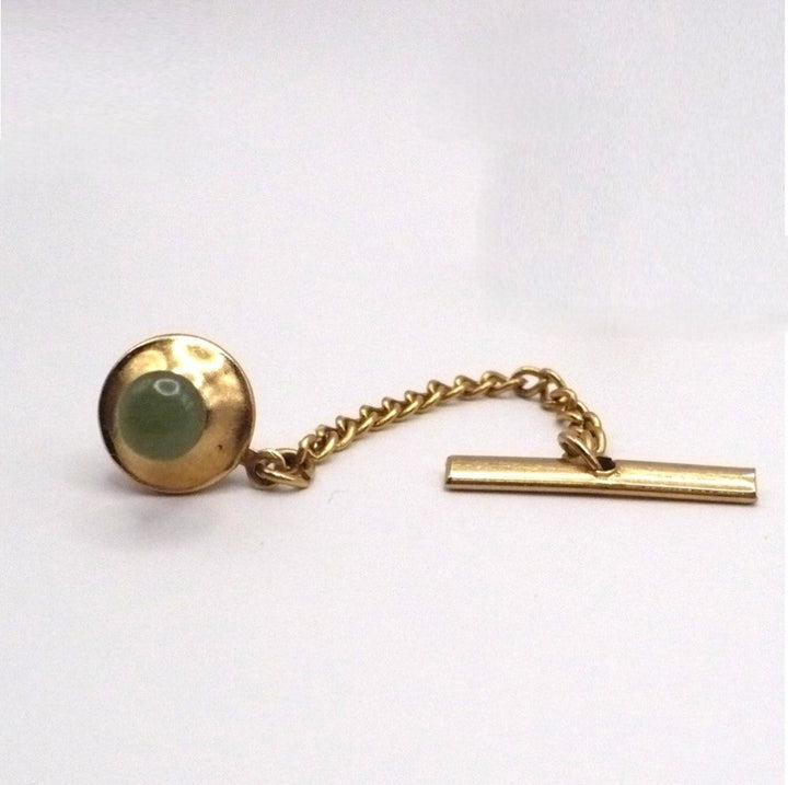 Vintage tie tack with chain and bar.