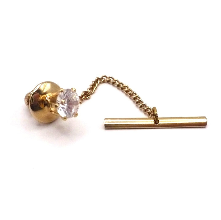 Vintage tie tack with chain and bar.