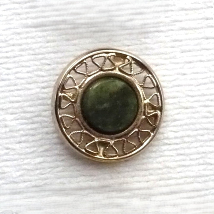 Vintage jade tie tack with chain and bar.