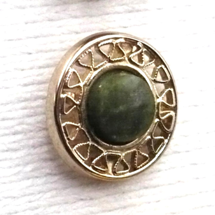 Vintage jade tie tack with chain and bar.