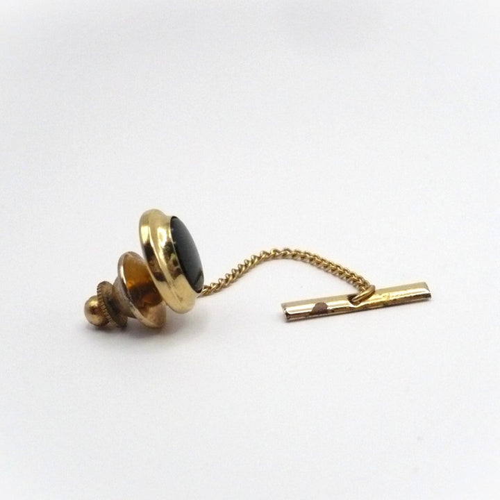 Vintage mourning  tie tack with chain and bar.