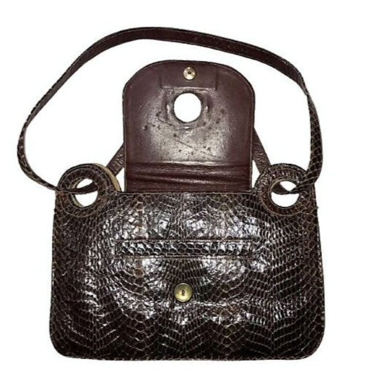 1970s Vintage  Luxury leather and Snakeskin Python Purse Handbag.