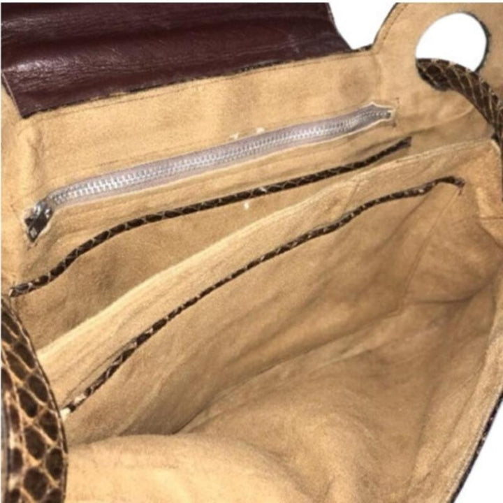 1970s Vintage  Luxury leather and Snakeskin Python Purse Handbag.