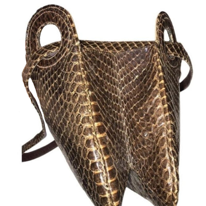 1970s Vintage  Luxury leather and Snakeskin Python Purse Handbag.