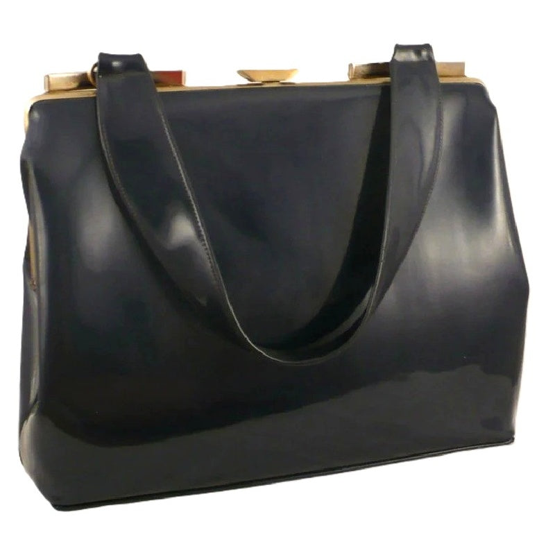 1960s Blue Beauty Patent Handbag.