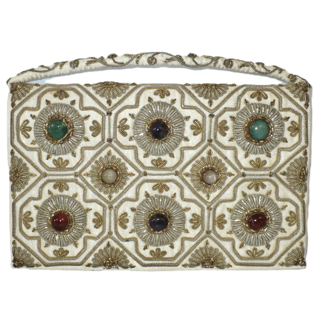 1940s Vintage Maharini Bride Real Gemstones Clutch Purse Evening Bag.