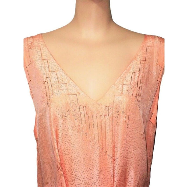 1918 Downton Abbey Style Grecian Goddess Silk Jacquard Nightgown XL.