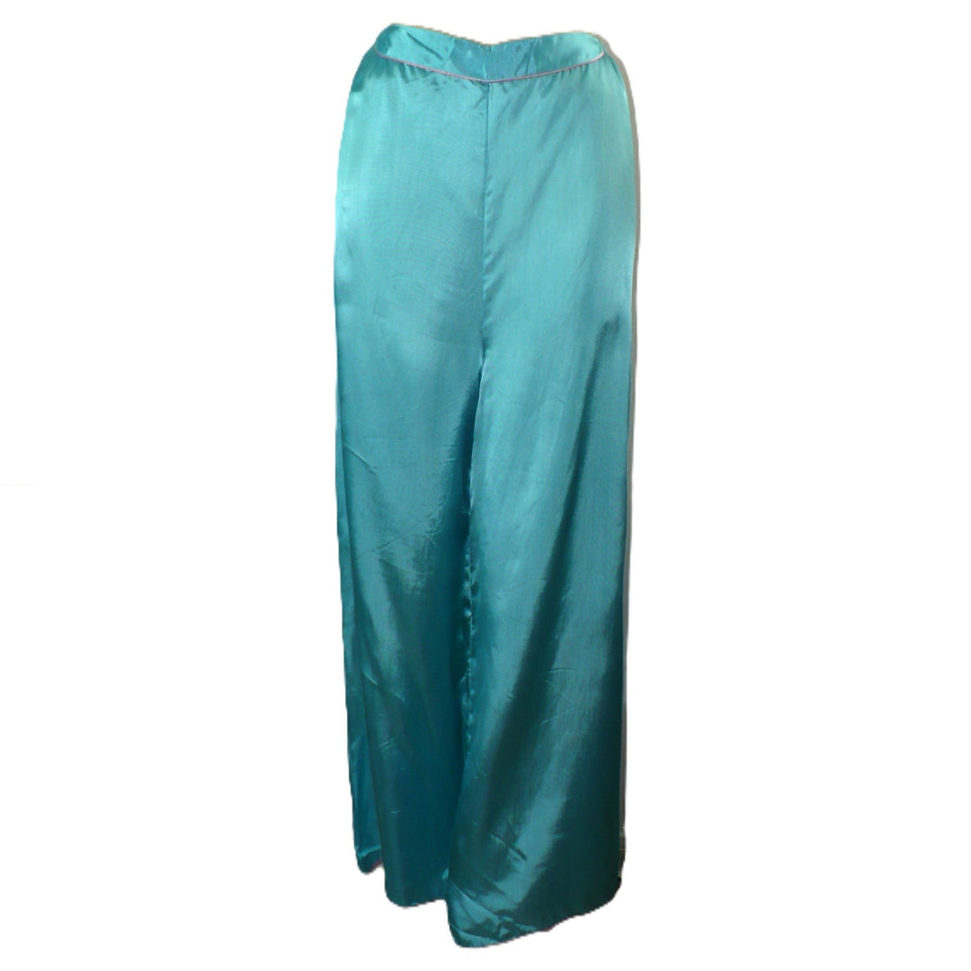 1950s Vintage Aqua Blue Satin Lounge Pants.