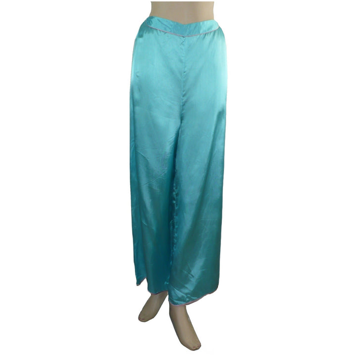 1950s Vintage Aqua Blue Satin Lounge Pants.