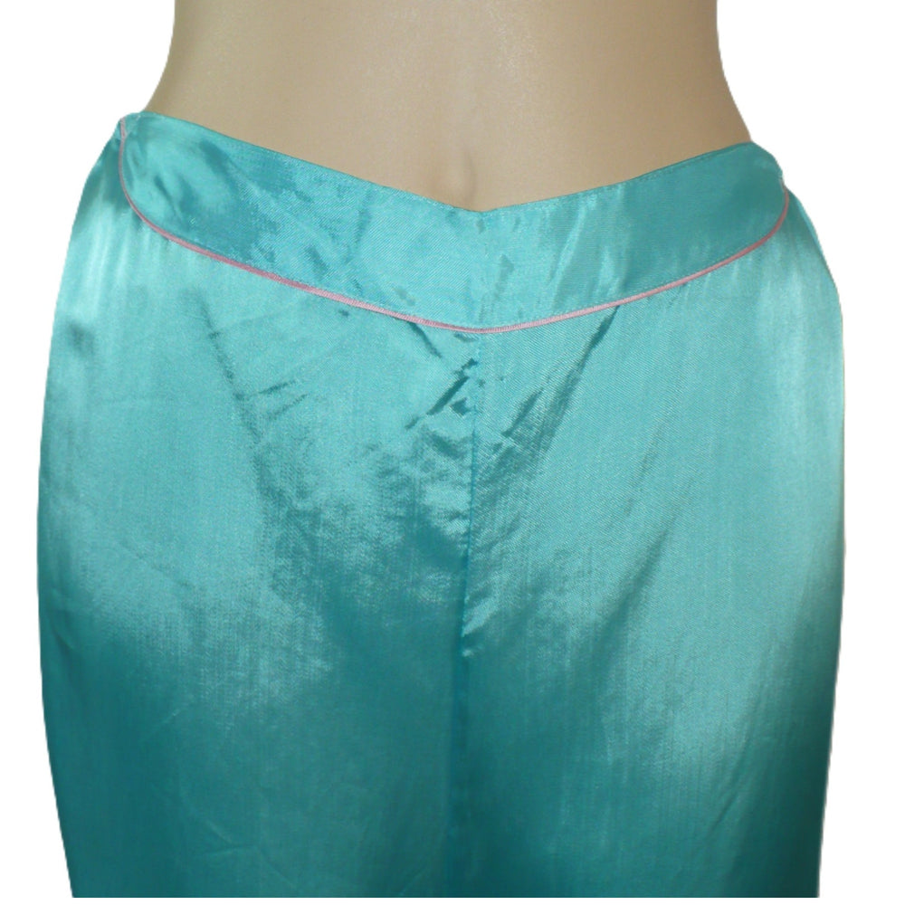 1950s Vintage Aqua Blue Satin Lounge Pants.