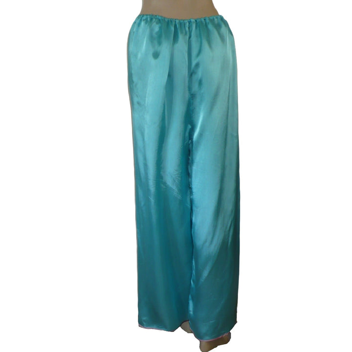 1950s Vintage Aqua Blue Satin Lounge Pants.