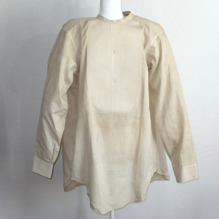 1925 Vintage Men's Fine Linen Flat Front Starched Bib Shirt .