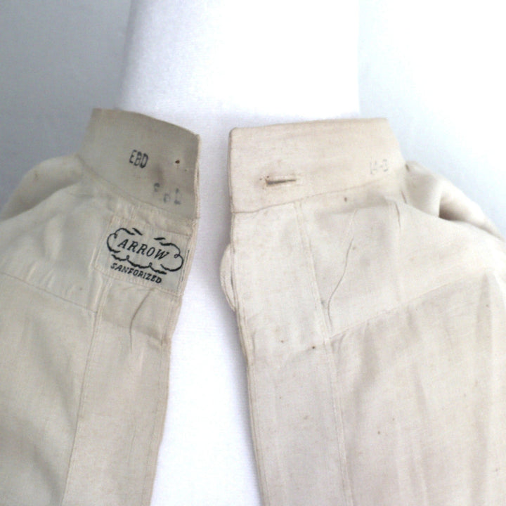 1925 Vintage Men's Fine Linen Flat Front Starched Bib Shirt .