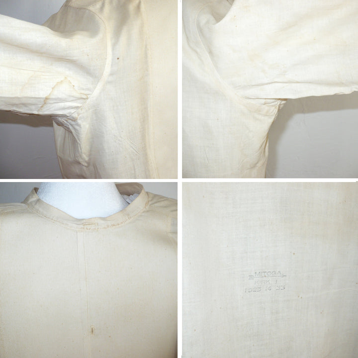 1925 Vintage Men's Fine Linen Flat Front Starched Bib Shirt .