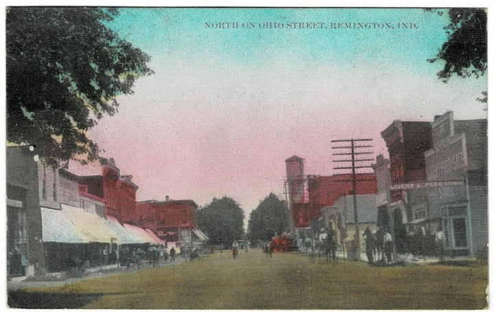 1909 Ohio Street Remington Indiana Vintage Postcard