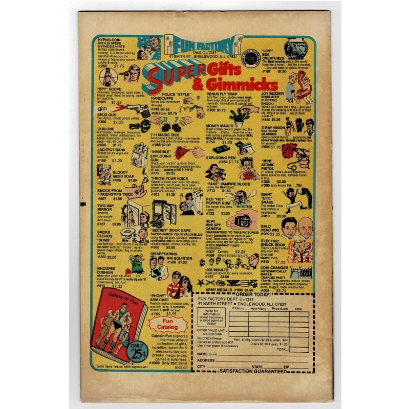 Back of comic book.