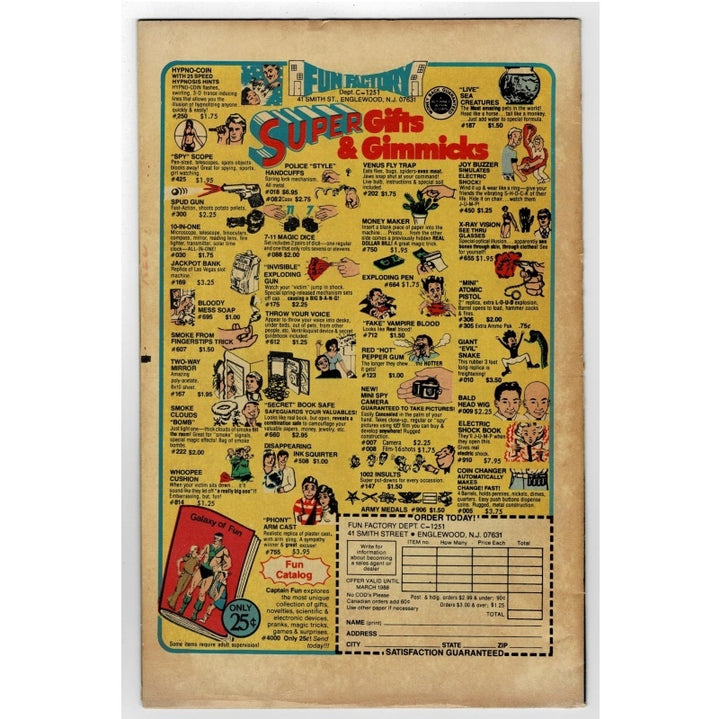 Back of comic book.