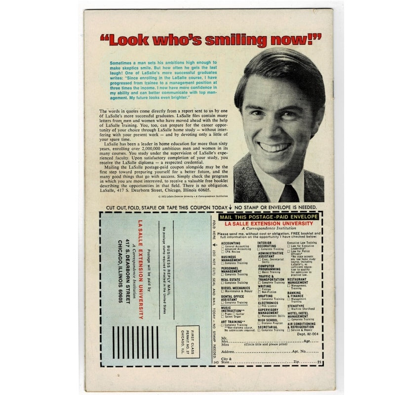 Back of comic book.