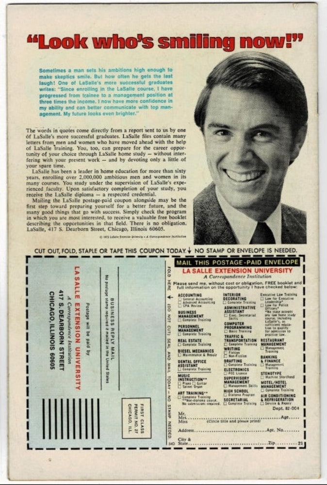 Back of comic book.