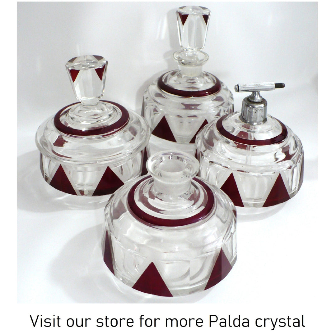 1930s Vintage Karel Karl Palda Art Deco pieces available Czech Crystal Barware and vanity pieces.