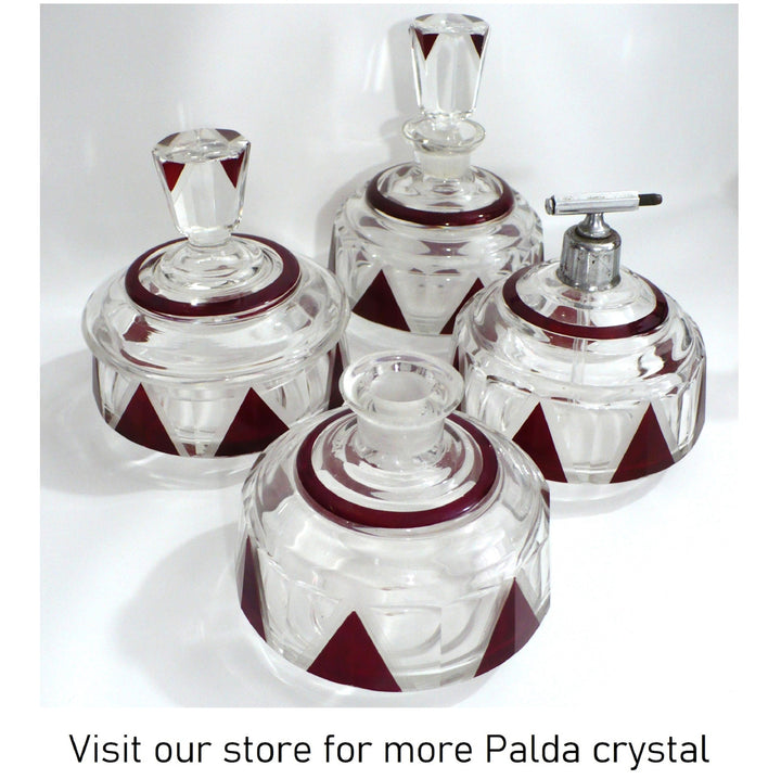 1930s Vintage Karel Karl Palda Art Deco pieces available Czech Crystal Barware and vanity pieces.