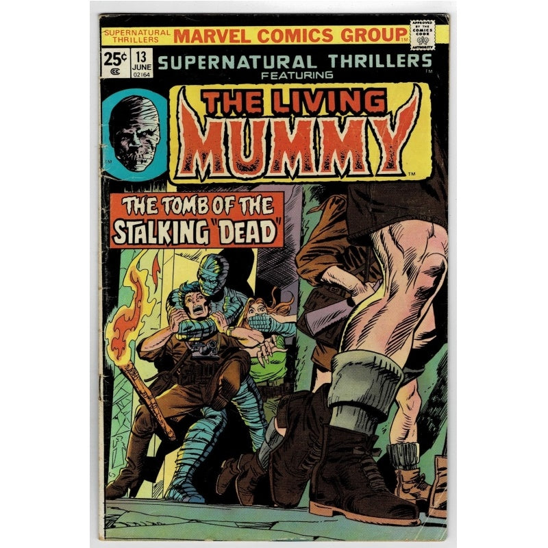 Vintage comic book cover for Marvel Comics Group's The Living Mummy, issue 13 from June 1962, featuring illustrated cover art with the title in large yellow letters and a horror scene on the cover.