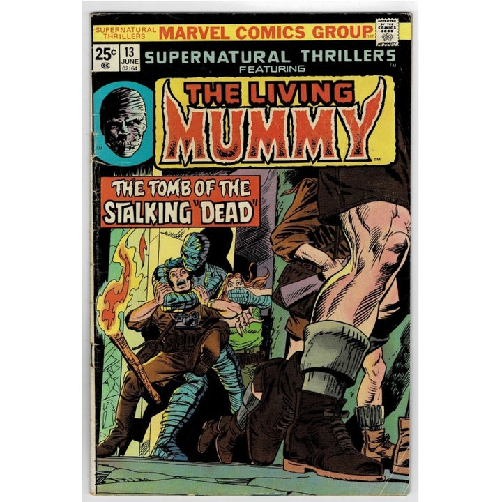 Vintage comic book cover for Marvel Comics Group's The Living Mummy, issue 13 from June 1962, featuring illustrated cover art with the title in large yellow letters and a horror scene on the cover.