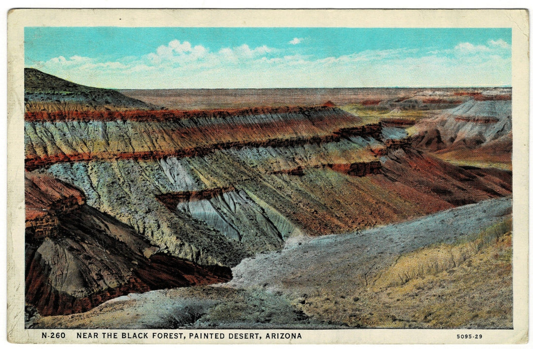 1920s Painted Desert Arizona Postcard, Southwestern View.