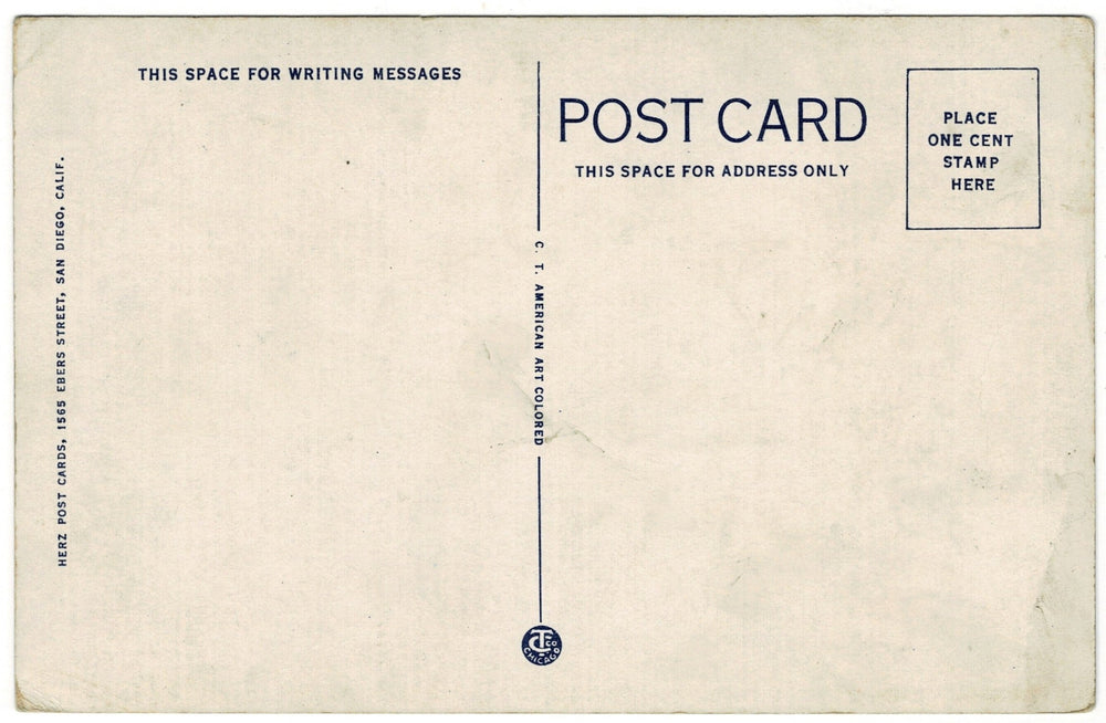 1920s Painted Desert Arizona Postcard, Southwestern View, back.